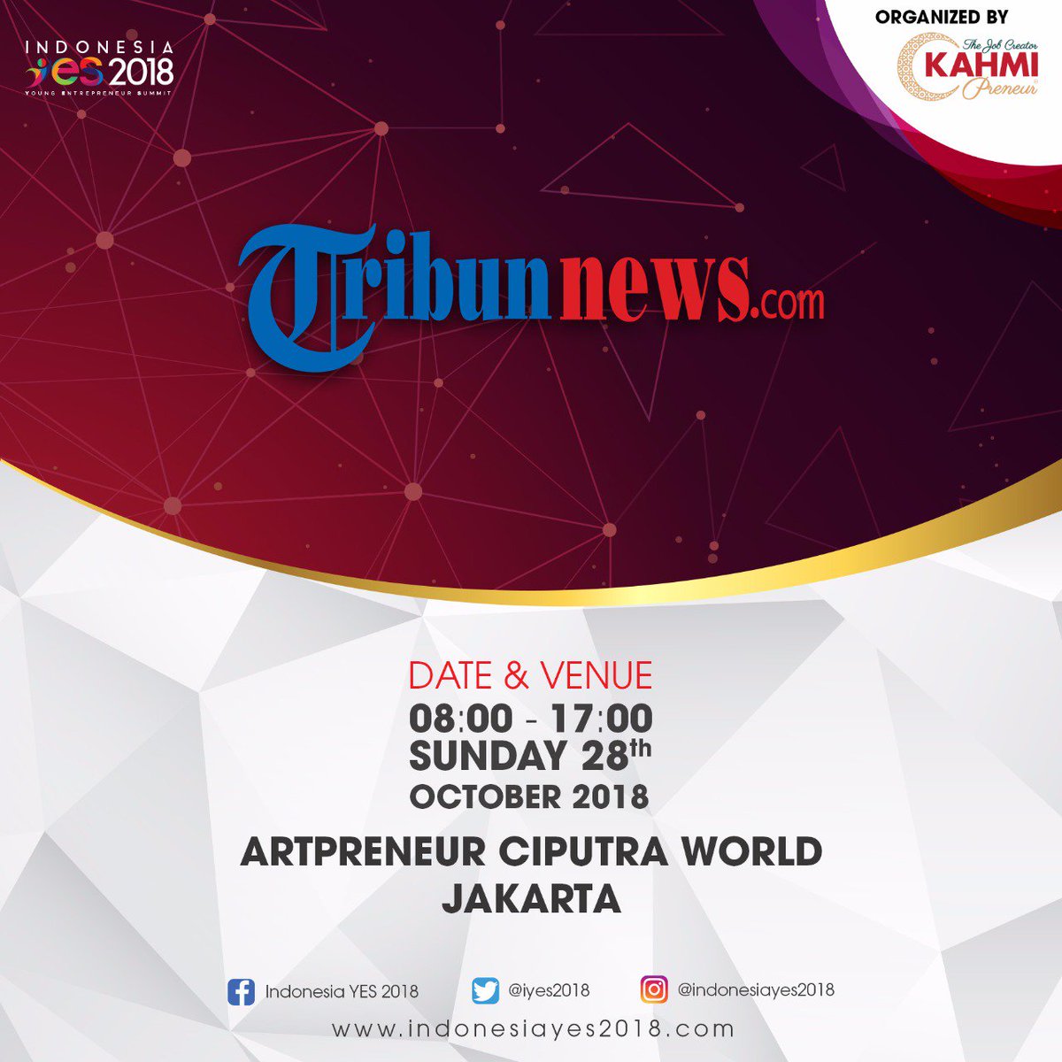iyes2019's tweet photo. Tribunnews for #IYES2018
Come and join us, Indonesia YES 2018.

Registration : https://t.co/rjYon6fN30 
CP : 0819 1111 6955 (Endah)

#iyes2018 #indonesiayes2018 #indonesia #entrepreneur #creativepreneur #young #smart #energetic #work #passion https://t.co/jPeCqUYTjC