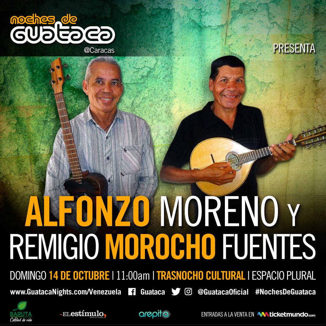 Mandolina, cuatro, maracas. No hace falta más nada para armar un buen templete, como el que prometen Remidio "Morocho" Fuentes y Alfonzo Moreno en la #Guataca del próximo domingo con la mejor música oriental. ¡Anótenlo en la agenda!