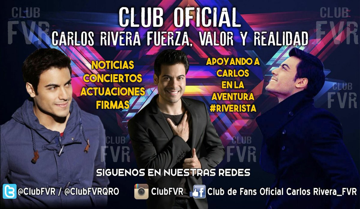 ClubFVR's tweet image. Te invitamos a visitar la #FanPage de #ClubFVR donde encontraras información de Carlos Rivera , Además te invitamos a unirte a su Club OFICIAL FUERZA, VALOR Y REALIDAD (FVR) mandamos un mensaje en nuestra página Únete 👉 m.facebook.com/profile.php?id…👇