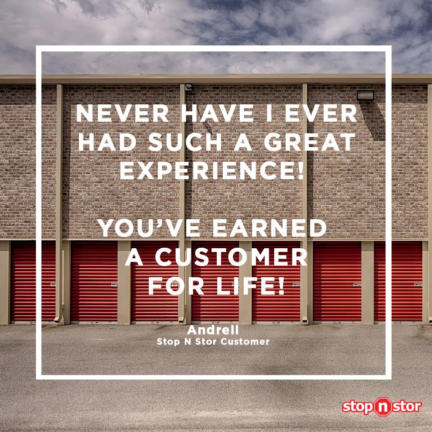 Andrell is one of the many happy Stop N Stor customers. Come experience it yourself. 💯 #happycustomers #stopnstor #Apluscustomerservice