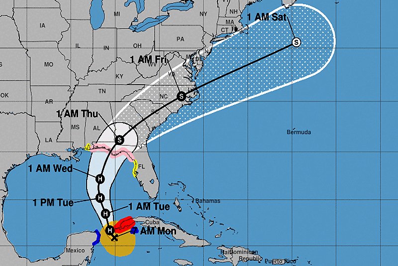 RN365Media's tweet photo. #ElTiempo · El informe de las 11AM de #Michael reporta su fortalecimiento. Ahora se mueve al norte con vientos máx. sostenidos de 75 mph (huracán categoría 1). https://t.co/i5kGlhhI9R