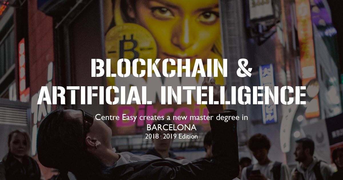 #Blockchain &amp; #ArtificialIntelligence technologies are arousing great interest both in academic &amp; iindustrial fields.

Now, <a href="/centreeasy/">Centre Easy</a> and <a href="/peplluis7/">pep lluis</a> are launching the I Blockchain &amp; Artificial Intelligence master degree in #Barcelona

Get more info at dltai.udg.edu
