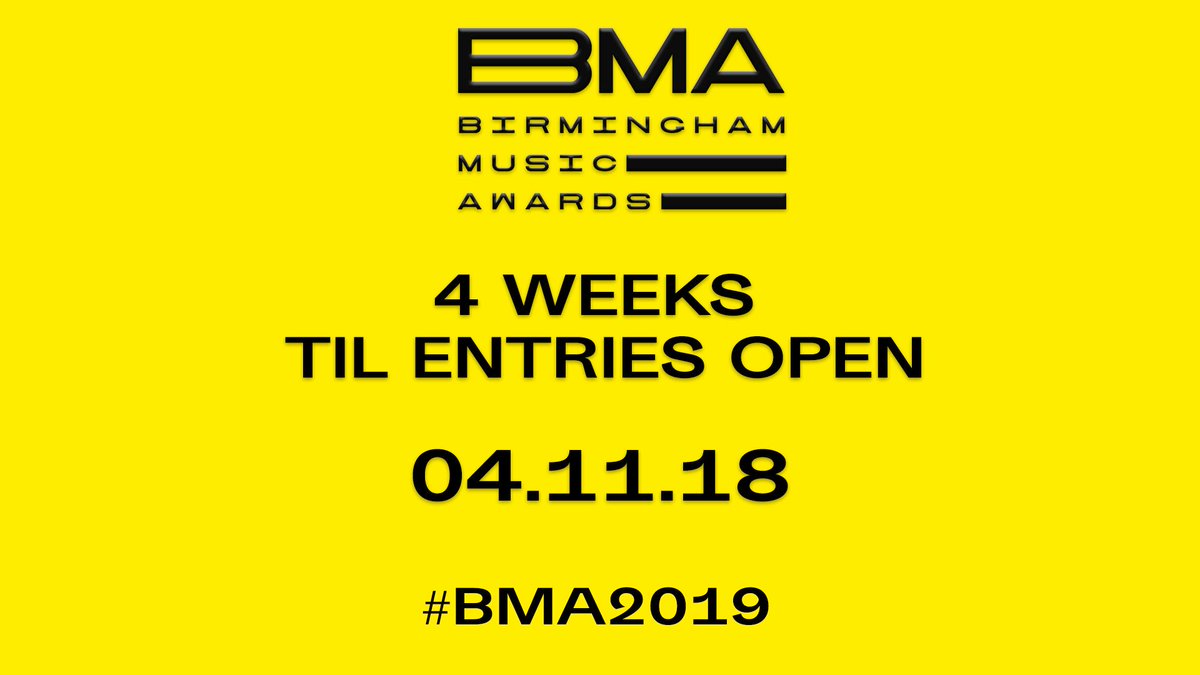 FOUR WEEKS to go before entries are OPEN... So prep your best work from the year Birmingham Musos, because this year we are expecting entry OVERLOAD.... With over 25 categories, there will be something for everyone. #entriesopen #4thnovember #041118 #bma2019 #4weeks #ticktock 💥