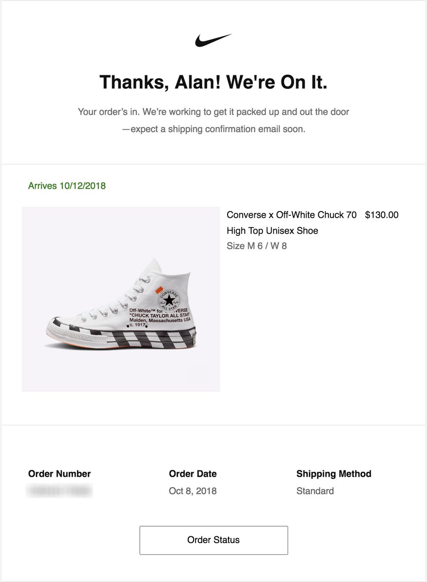 off white converse order confirmation