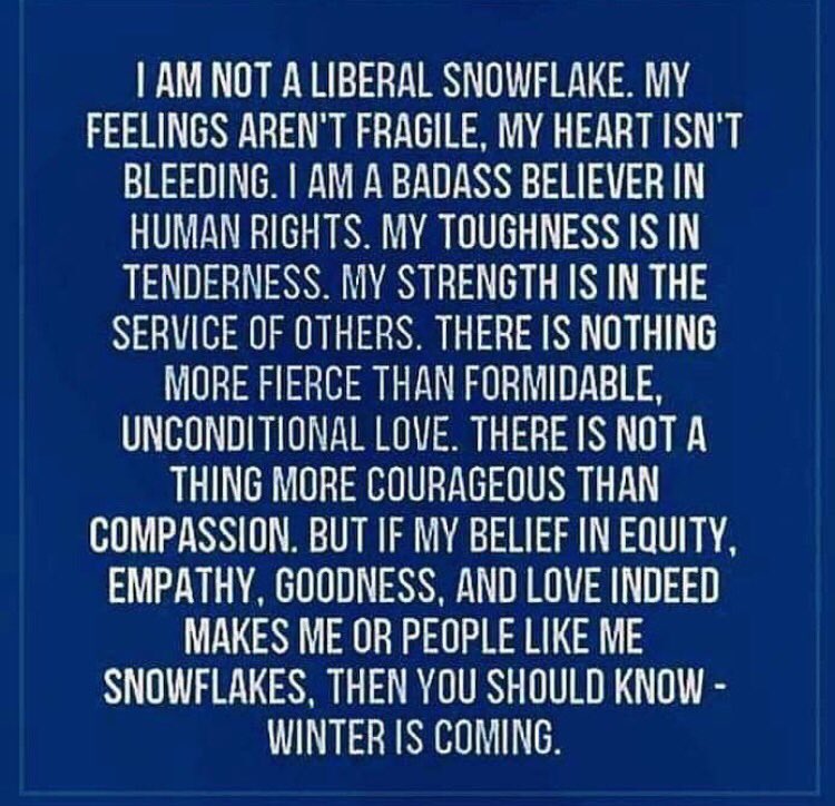 EmmyFromMaine's tweet image. Winter is coming ✊🏻
#HumanDecency #EqualityForAll #Empathy #iBelieveSurvivors #WinterIsComing #ImmigrantsNotIgnorance #DumpTrump