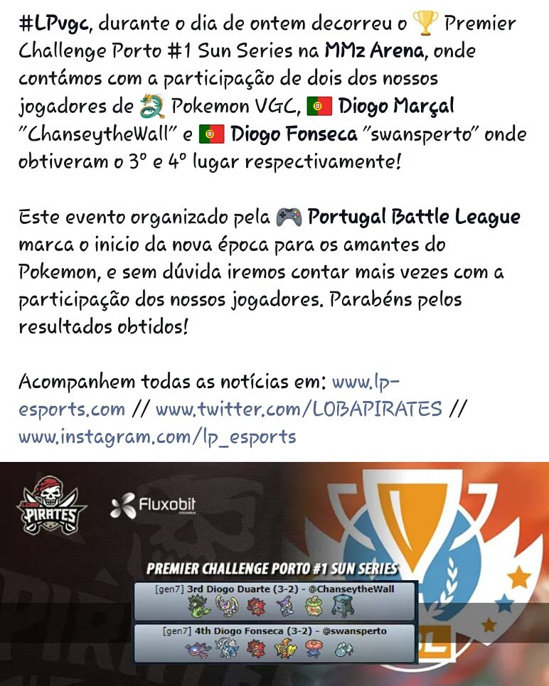 LOBAPIRATES's tweet photo. #lpvgc #lpesports #poweredbyfluxobit #premierchallengeporto #pokemonvgc 
Sabe mais em https://t.co/2YRneln2a7 https://t.co/w1H1wf98bF