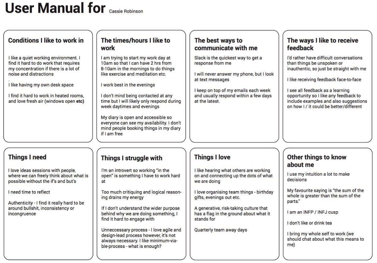 We love this concept of ‘A manual for me’ - a perfect tool to use as a team to understand each others needs &amp; strengths, helping you all to bring your best self to work &amp; smash team goals 👌🏻 #CIHCareers 

buff.ly/2yiq6W0