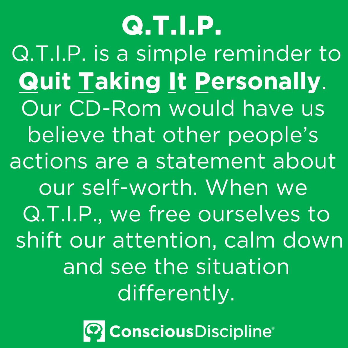 ConsciousD's tweet image. Conscious Commitment for the week: &quot;I am willing to use the Q.T.I.P. method (Quit Taking It Personal) when I feel triggered by someone&apos;s behavior.  Instead, I will see it as a call for help and an indicator of a missing skill.&quot; Willing to commit?Post: “ImWillingRU&quot; below. #qtip