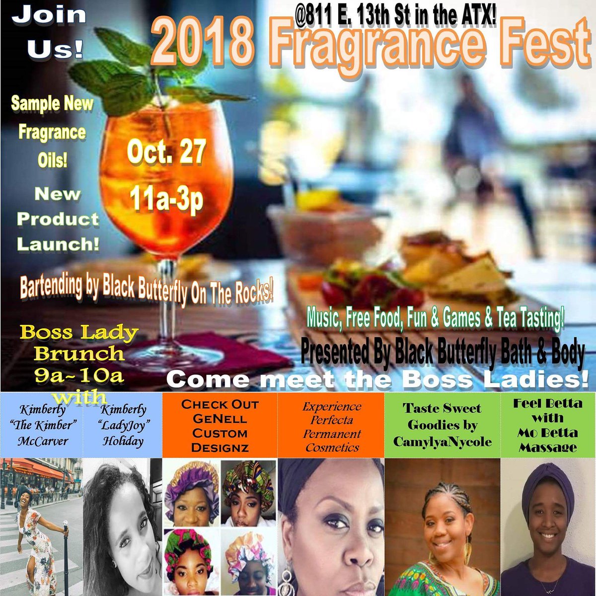 GloriflyForward's tweet photo. 2018 #FragranceFest new #fragranceoils new #naturalproducts #sheabutter #blacksoap #organicteas tasting #chairmassage #microblading #minutetowinit #cupcakes #Cocktails #networking #food #ATX #austin #texas #tx #organic #natural

https://t.co/o8aWJdADoU https://t.co/Do4uGMEukK