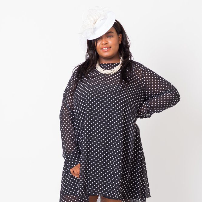 love4allplus's tweet photo. You can't never go wrong with a black &amp; white #polkadotsdress We love this two-piece swing dress from our new collection! ❤ #love4allplus #plussizefashion #plussize #madeinuk #curvemodel #plussizebrand #plussizedress #bodypositive https://t.co/7Dhrl3UtM3