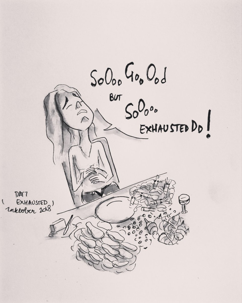 lascau3_0's tweet photo. Day 7 exhauted #food
#inktober #inktober2018 #drawingchallenge #artistic  #drawing  #dailysketch #dailyillustration #sketch #sketchbook #porfolio #inkillustration #illustration #art #dessin #croquis 
#instabook #bd #bandedessinee #comics #thefrenchinktober @jakeparker #exhausted https://t.co/T6B6pVUWVq