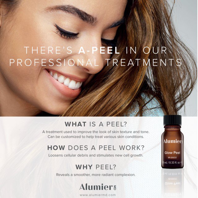 #didyouknow Chemical peels lower the ph of the skin and dissolve the bonds, removing the surface layer to reveal a brighter more youthful complexion. Find a professional near you to discover AlumierMD's range of chemical peels. Link in bio. #alumiermd #peelseason #glowingskin