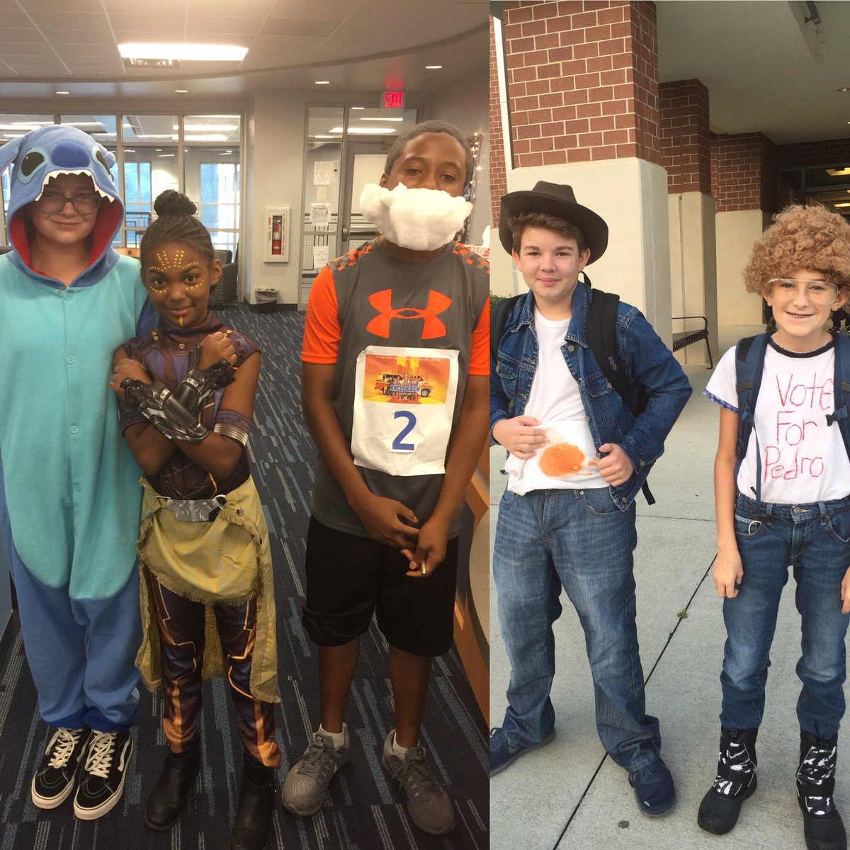 GTMSTitans's tweet photo. Just a few of the celebrities that showed up at @GTMSTitans today for spirit week! #stitch #Shuri #UncleDrew #Carl #NapoleonDynamite https://t.co/IsuBKSBnCF