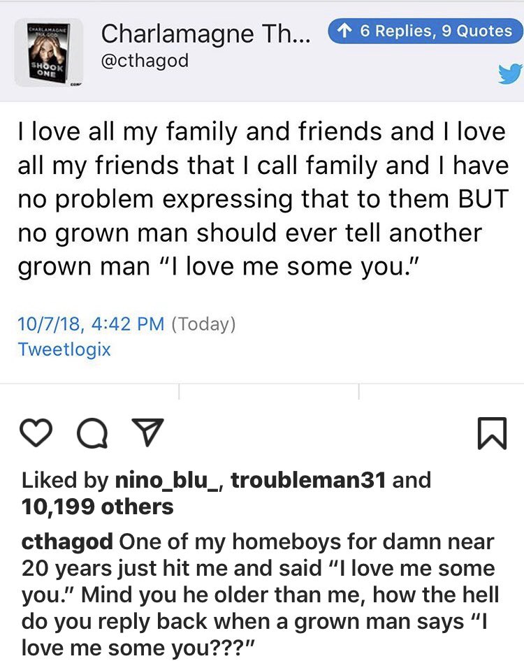 breakfastclubam's tweet photo. We are opening up the phone lines after @cthagod was stumped when it came to replying to another man after they said to him “I Love Me Some You”  >> call 800.585.1051 https://t.co/6U0fQvElRZ