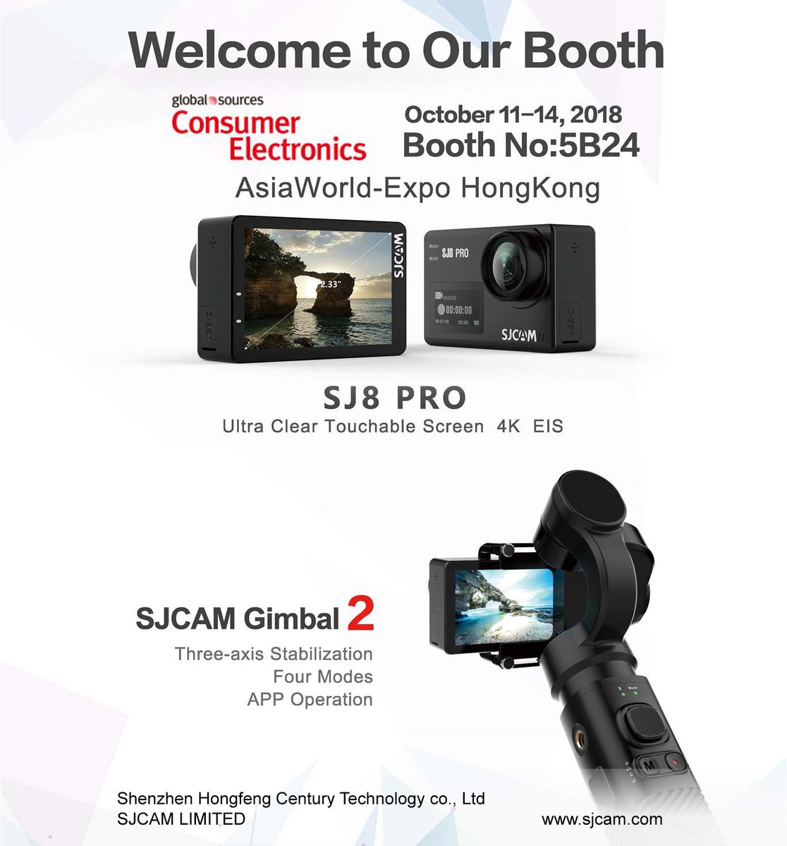SJCAM_Official's tweet photo. We're excited to be seeing you at the AsiaWorld-Expo HongKong this coming October 11-14, 2018! We'll be at Booth No:5B24. Catch you soon!
#SJCAMevents #AsiaWorldExpoHK2018 #electronicsfair #SJ8Pro #SJGimbal2 #HongKong https://t.co/edH5u5uELb