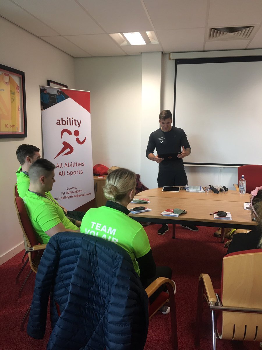 VolairLeisure's tweet photo. Last week Volair Fitness Coaches took part in a VisAbility course. The team discovered how best to work with people with visual impairment!

A big thank you to @Dan_Dash_Powell &amp; @LibbyClegg for a brilliant course! @Ability_UK 

#aHappierHealthierYou #abilitytraining #blind https://t.co/2bJlbYZJ1v