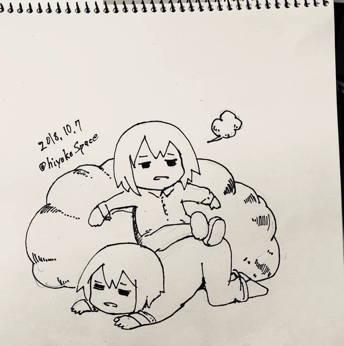 サボってたわけじゃないの
不意の眠気に勝てなくて 昨日はアップできなかったの
 #inktober #Inktober2018 #インクトーバー 