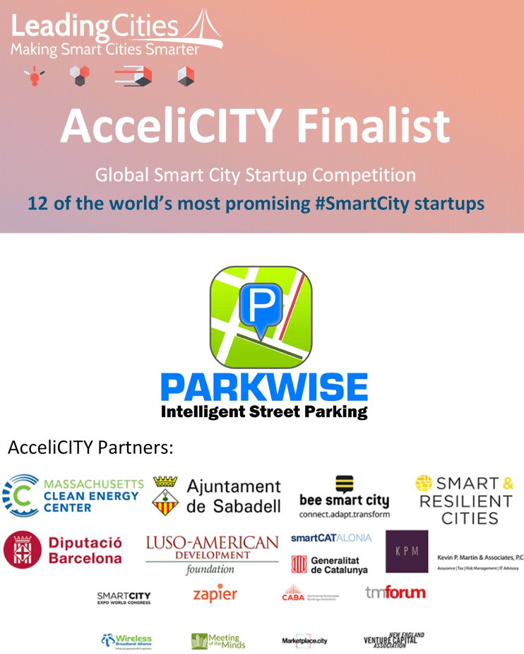<a href="/LeadingCities/">LeadingCities</a> is proud to share one of the top 12 #SmartCity #startups in the world  <a href="/ParkwiseApp/">Parkwise</a> - providing intelligent street parking (reducing traffic by 30%)parkwise.us!