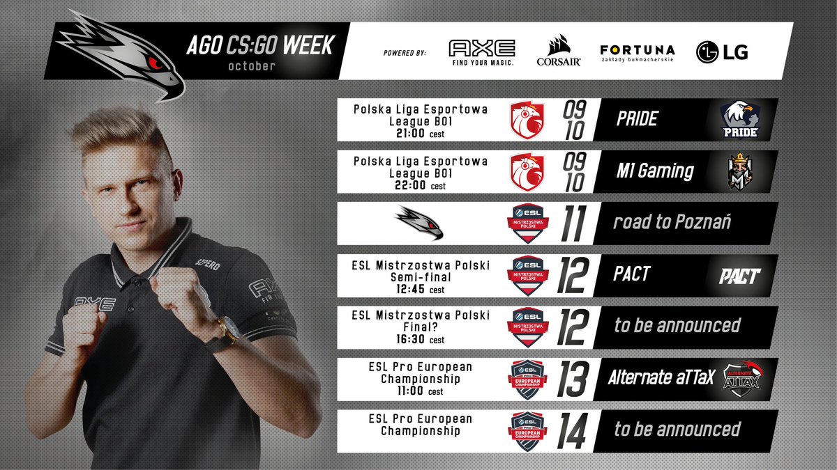 AGOesports_'s tweet image. We are going to start the new season in @PLEleague tomorrow. 
Later this week we will play in #ESLMP and #EPEC in Poznan during PGA.