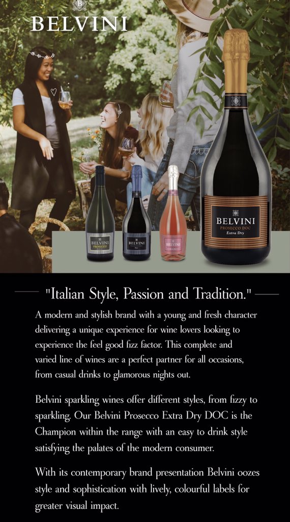 Belvini sparkling wines. 

#prosecco #lovewine #Goodtimes #Italian #style #Passion #tradition
