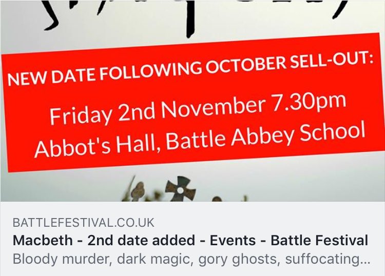 Bowler Crab (@bowlercrab) on Twitter photo New Macbeth dates close to sell out ... quick quick get the last tickets:
battlefestival.co.uk/events/2018/ma…
#battleartsfestival #battleabbey #macbeth #bowlercrabproductions <a href="/BattleFestival/">Battle Festival</a> <a href="/1066battleabbey/">1066 Battle Abbey</a> New Macbeth dates close to sell out ... quick quick get the last tickets:
battlefestival.co.uk/events/2018/ma…
#battleartsfestival #battleabbey #macbeth #bowlercrabproductions <a href="/BattleFestival/">Battle Festival</a> <a href="/1066battleabbey/">1066 Battle Abbey</a>