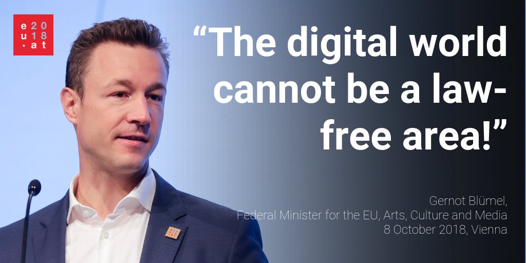 AustriaatEU's tweet photo. The #CopyrightDirective is crucial for securing basic principles such as ownership and competition in the digital space, says @Gernot_Bluemel. "We, as Presidency, will do our best to reach an agreement with the Parliament." #eu2018at #Media #EUDigital https://t.co/MUQRn1qFWU