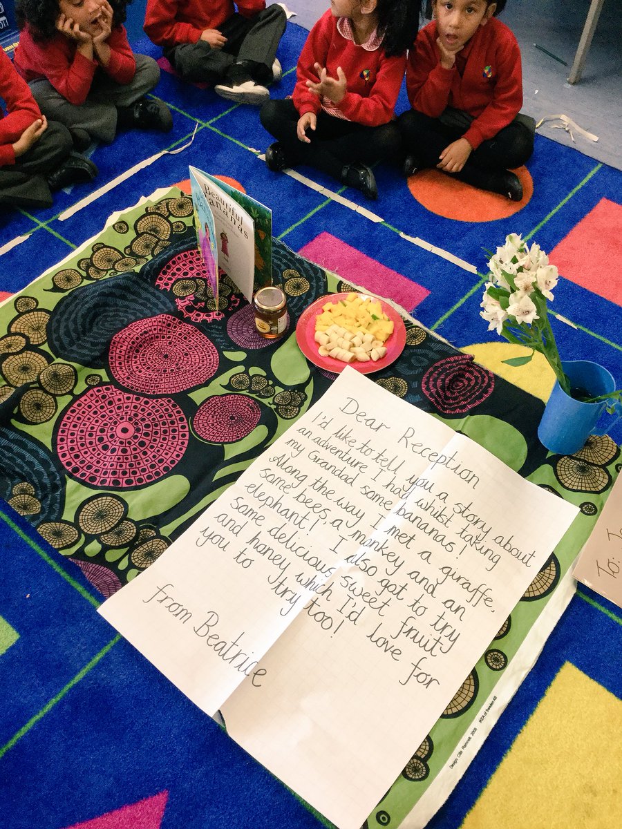 ThomasBuxtonEY's tweet photo. We have started our new book ‘Beautiful Bananas’ Beatrice left us a note and some food to try from her book #eyfs #beautifulbananas #hook https://t.co/VPqnv90StX