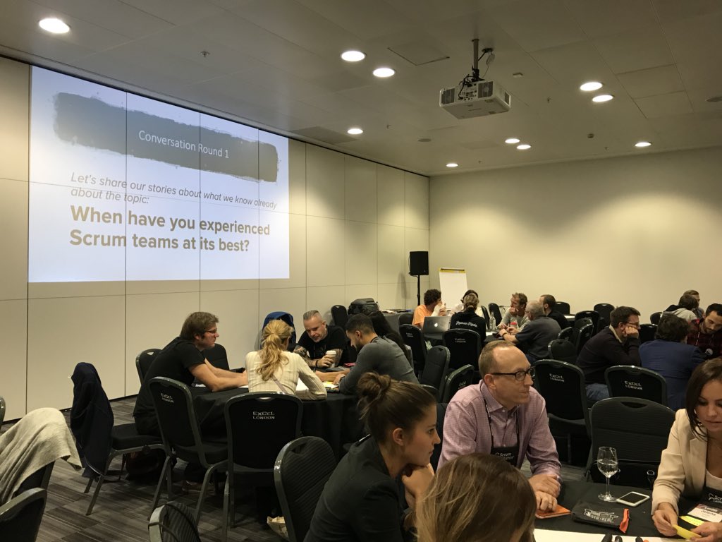 Learn by doing: a huge world cafe is going on in The Art of Hosting session. #artofhosting #sglon18