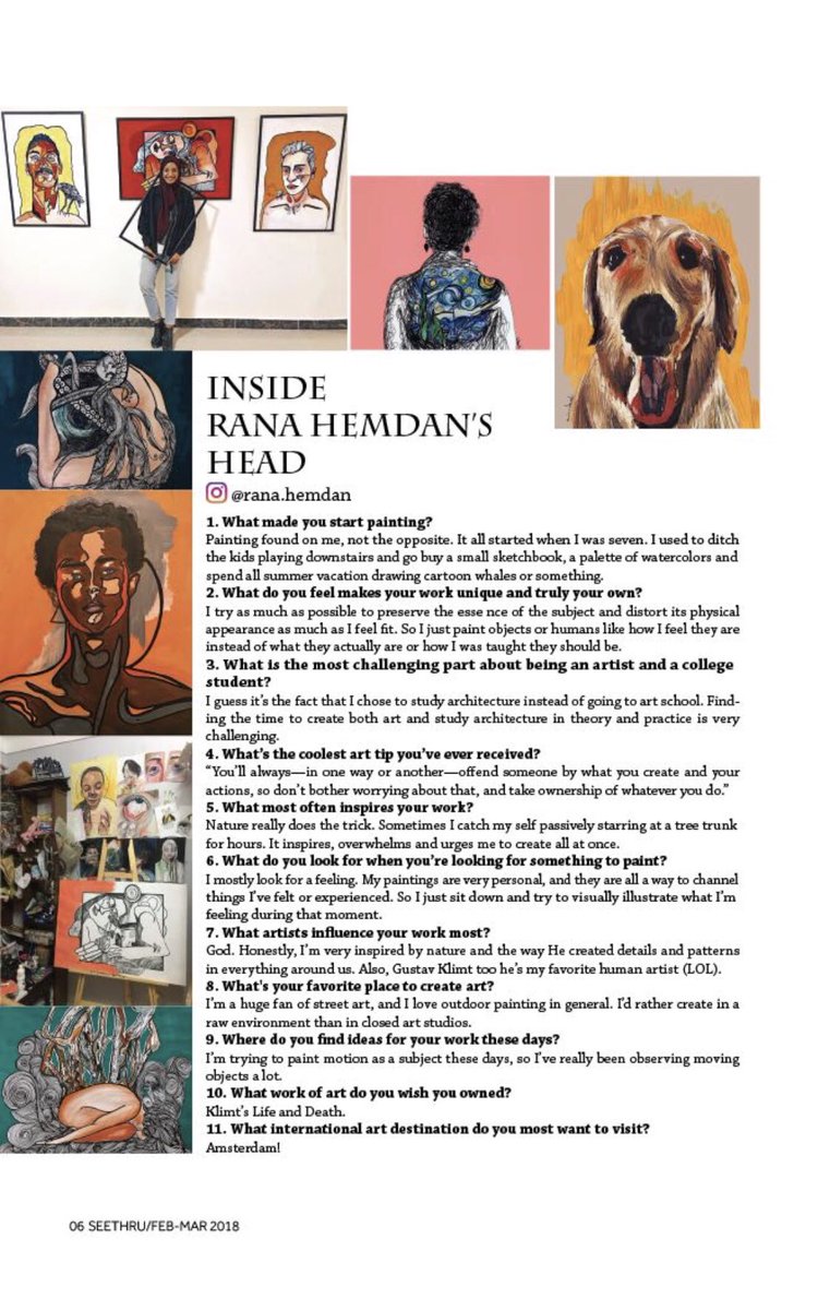 Rana_Hemdan's tweet photo. thank you so much @SeeThruMag for featuring me and my paintings on this month’s issue❤️❤️ https://t.co/ktonBzXj7z