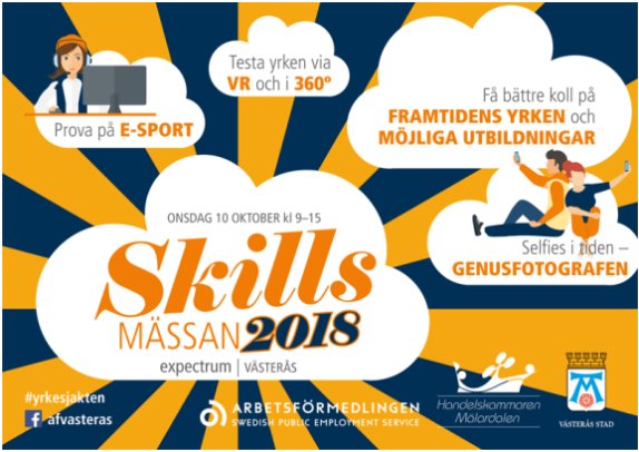 På onsdag är det dags för Skills-mässan i Västerås. #Arbetsförmedlingen, <a href="/vasterasstad/">Västerås stad</a> och <a href="/hkmalardalen/">Handelskammaren Mäla</a> arrangerar. Ungdomar får prova på aktiviteter för att testa hur deras ”skills” matchar olika yrken. Läs mer: vasterastidning.se/vasteras/har-s…  ping @P4Vastmanland <a href="/vlt/">vlt</a> @svtvastmanland