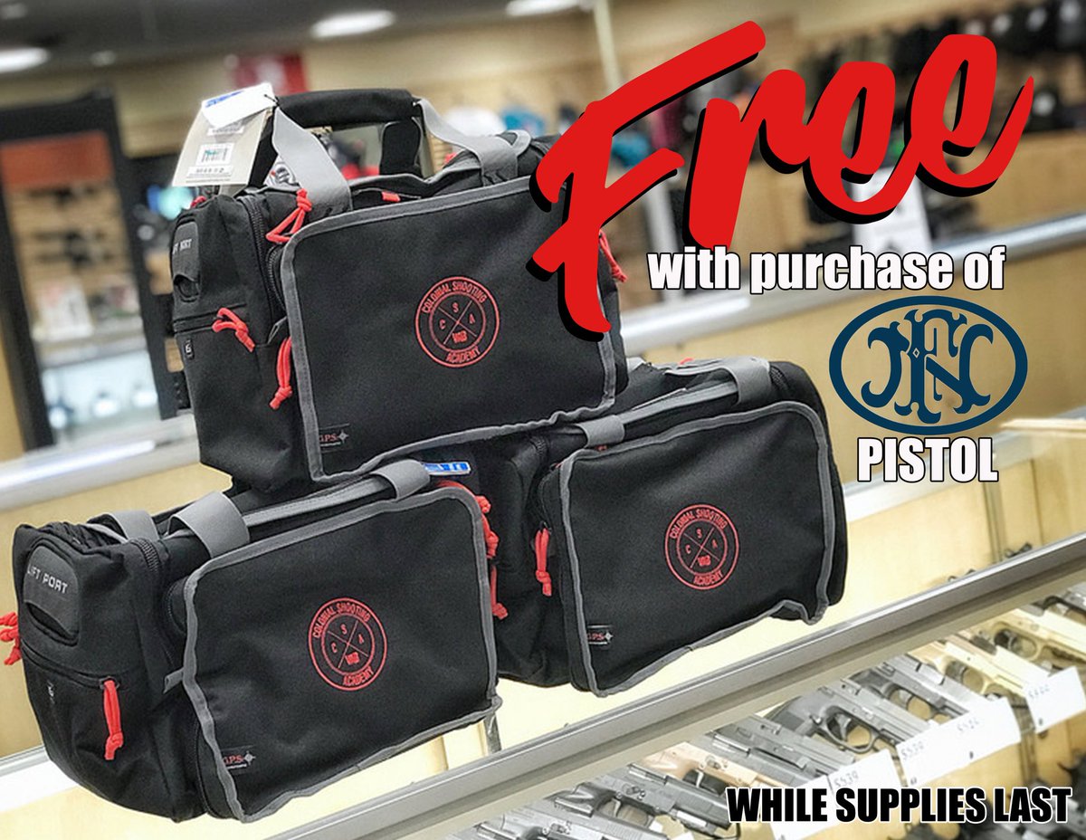 FSCVABeach's tweet photo. FREE CSA pistol bag with purchase of FN pistol! #colonialshootingacademy #csavab #csavb #fnamerica #fnusa #pewpewpew#pewpewlife  #freewithpurchase https://t.co/B4dJLaYvMm
