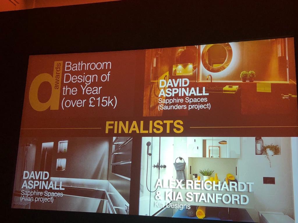 The atmosphere is set at the #designerkbawards, everyone is settled in, now just to await the decision for David with his @LaufenBathrooms design. @designerKBaward