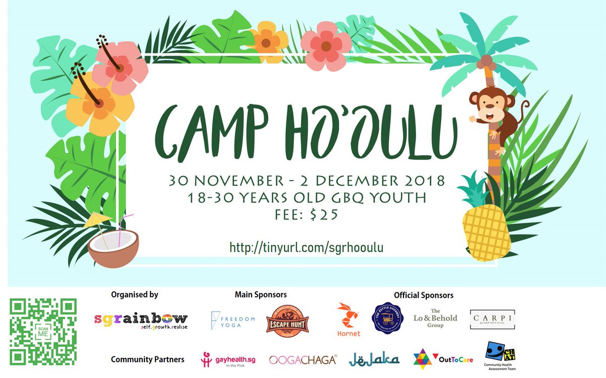 rainbowasia_org's tweet photo. 2D2N camp for 18-30 yrs old GBQ youth in SG. Sign up https://t.co/THL2dGthBt Non-sg campers welcome! https://t.co/YbtZEgZERN