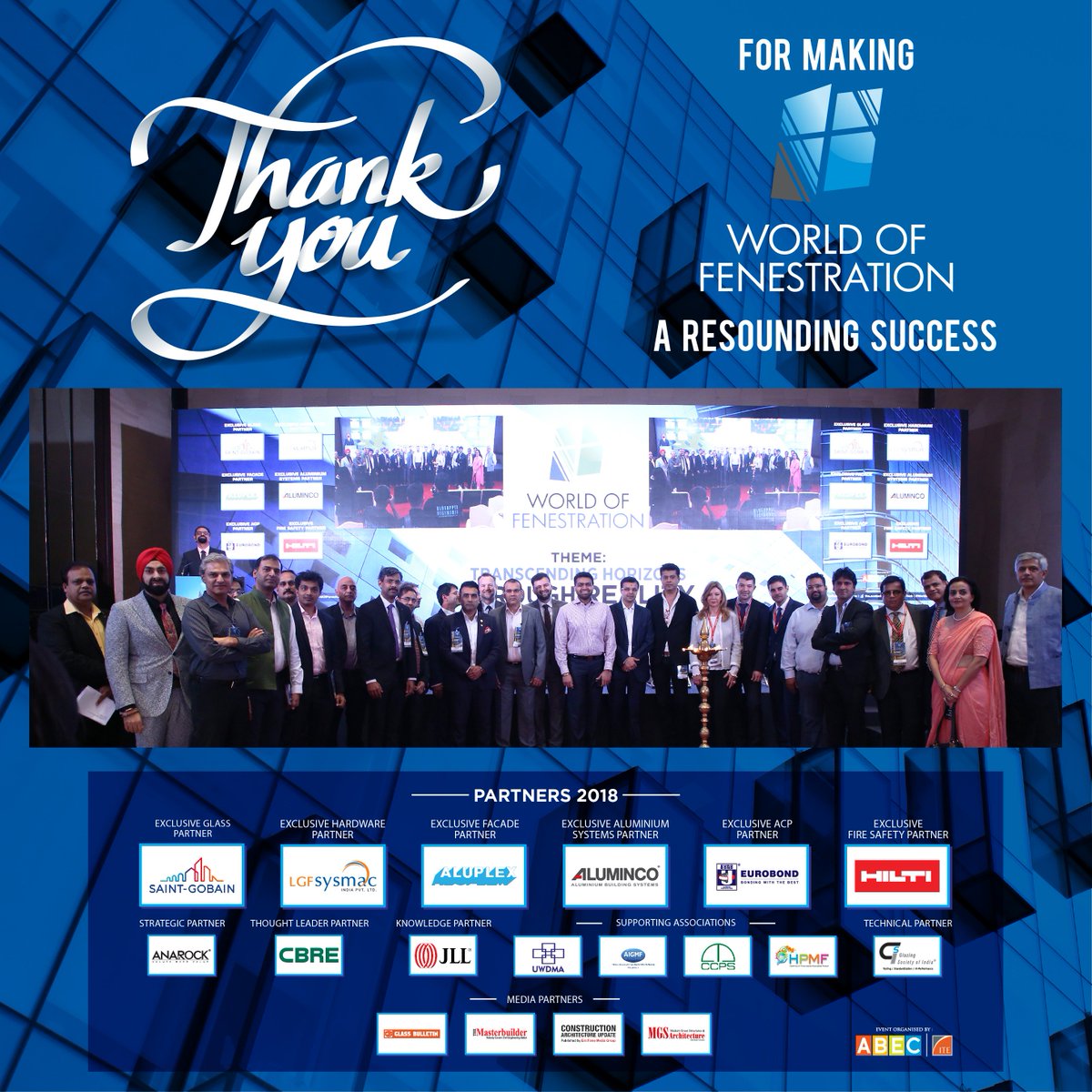 The_AceTech's tweet photo. We would like to thank each and every individual for making the Mumbai edition a grand success.
#WOF #WorldOfFenestration #WOF2018 #Facade #Fenestration #Aluminium #Glass #Architecture #Architects #Builders #Developers #EnergyEfficiency #Sustainability #etacetech #ACETECH https://t.co/sqxhONP0VE