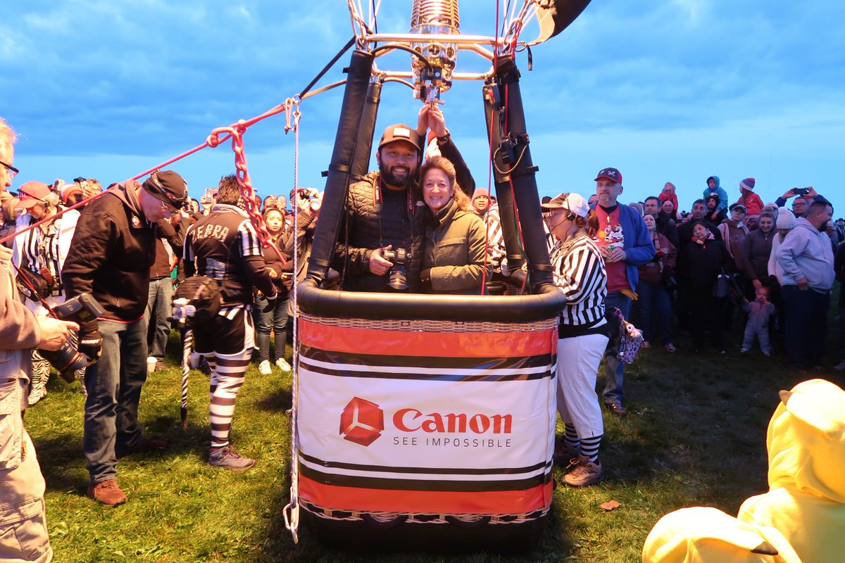 We are SO excited to surprise VIP #TeamCanon fans Dea and Elmer with a hot air balloon ride in the Canon balloon at the #BalloonFiesta! #CanonInTheClouds