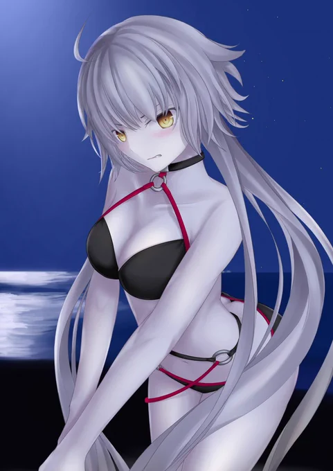 夜の海で… #FGO #Fate/GrandOrder #水着 #ジャンヌ・オルタ #邪ンヌ #ジャンヌ・オルタ(水着)  