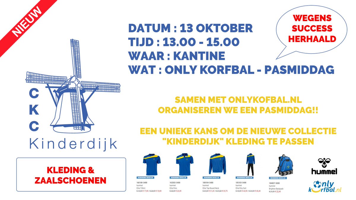 13 oktober 2018 13.00 -15.00 organiseren we een #pasmiddag <a href="/ckckinderdijk/">CKC Kinderdijk</a> in samenwerking met <a href="/Onlykorfbal/">Onlykorfbal.nl</a> ⚽️