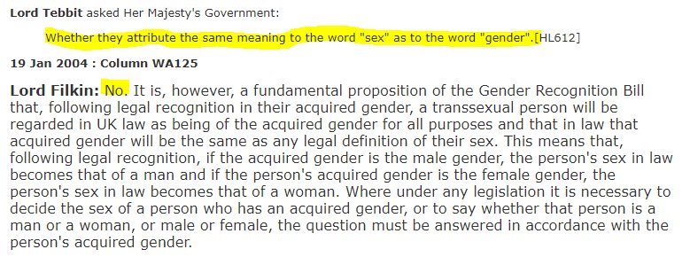 One of the obvious flaws in the entire process was the deliberate confuscation of sex and gender. The govt admitted that the two concepts were NOT THE SAME #GRA2004