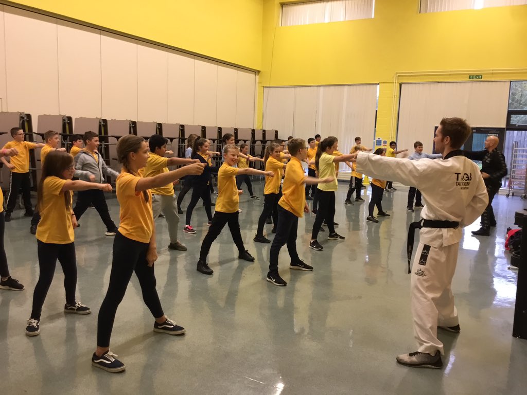 NewStevenstonPr's tweet photo. Everyone had a great first day of our Health Week. We enjoyed taking part in a Tae Kwon-Do lesson which is a great way to get fit, be healthy and have fun at the same time
#HealthWeek2018
#NSPSgoingforgold https://t.co/td0gQtS2ll