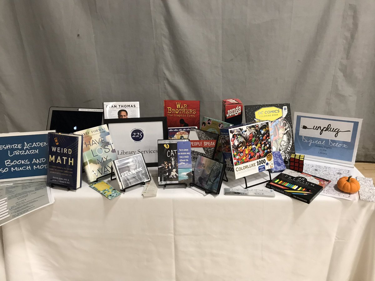 CALib_Hovasse's tweet photo. #AcademyLibrary table at @CheshireAcademy Open House.  Meeting so many great people! https://t.co/U2dWlAl6tQ
