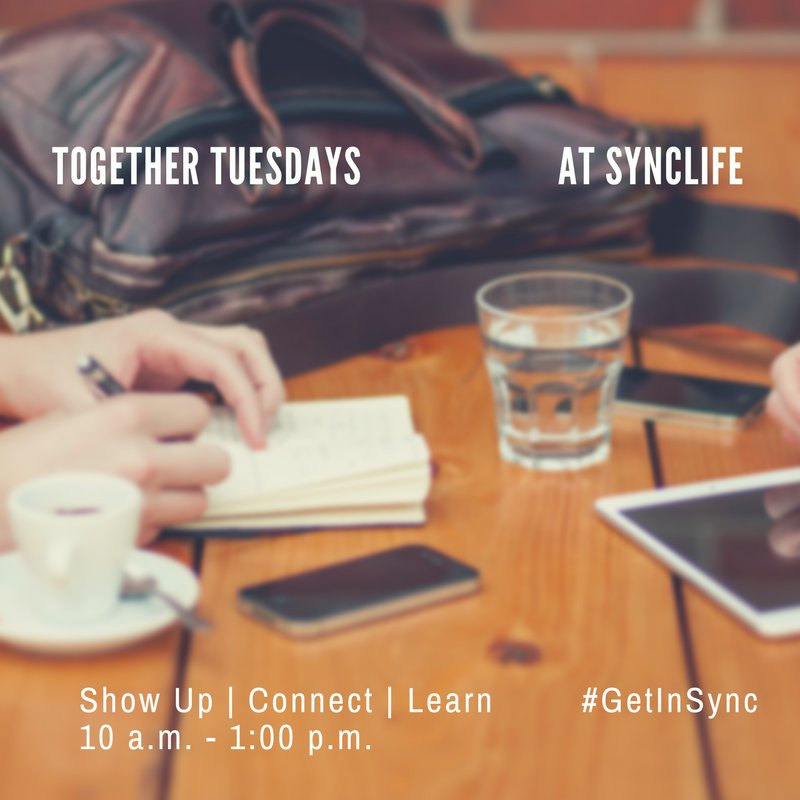 Tuesday! Come for free potluck lunch, stay for free #coworking. #MindfulCoworking #GetInSync ow.ly/wyer50jma75