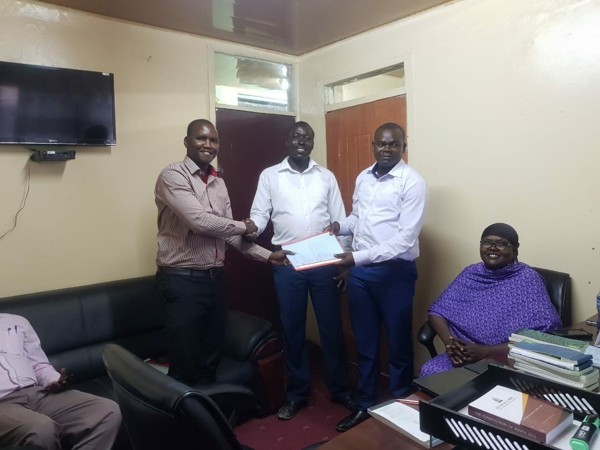 Trade_Turkana's tweet photo. HANDING OVER / TAKING OVER NOTES.

Handing Over / Taking over of Accounts &amp; Finance SECTION for the Ministry of Trade, Gender  and Youth Affairs, as presided over by Hon. Anthony Apalia, CEC TRADE.

Mr. Peter Longole, hands over as Mr. Rodney Emase takes over from him. https://t.co/YayZBZUJzZ