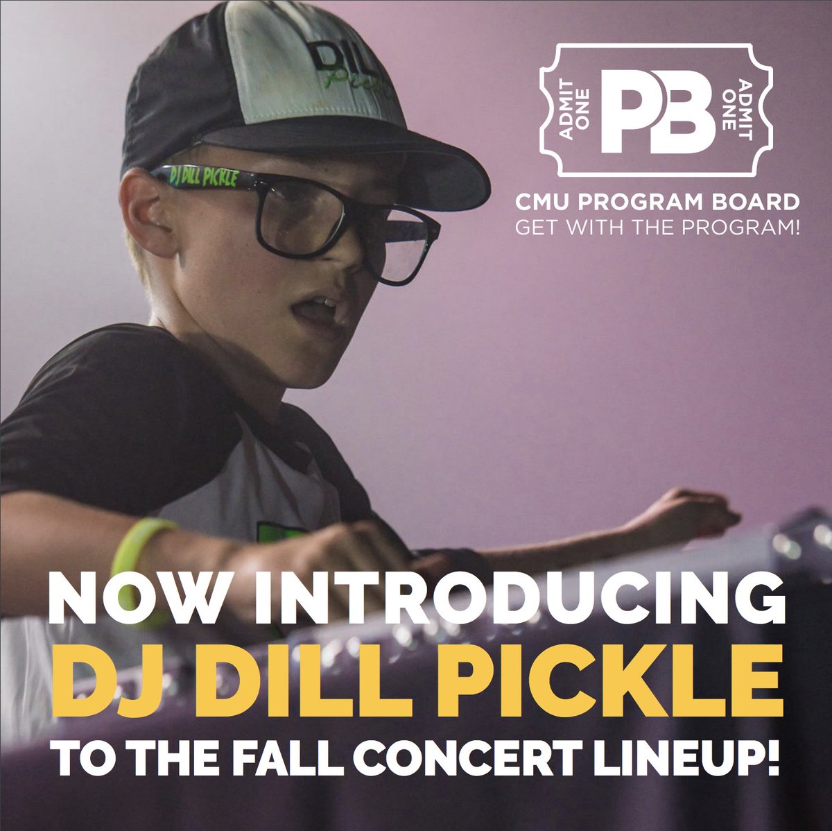 We are ecstatic to announce that Mount Pleasant's OWN DJ Dill Pickle is joining our fall concert lineup! 

Our fall concert will take place on October 26th at 7p.m. in McGuirk Arena. Use PROMO Code "PICKLE" at cmich.edu/ticketcentral now to recieve $5 off your ticket. #QuinnXCMU