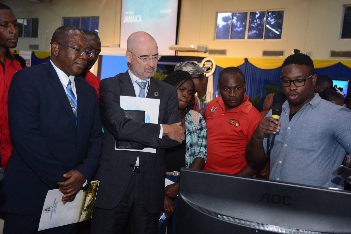 UNDPJamaica's tweet photo. TODAY'S BIG STORY IN @JamaicaObserver: Cutting edge innovations from 4 local universities can impact crime, health, environment &amp; other aspects of Agenda 2030 - unveiled at #SocialGoodSummitJa #2030Now 

@ncueducation  @UTechJamaica @CMUniversityja  https://t.co/QCK6pGdR2u https://t.co/0BUdO4dtpO