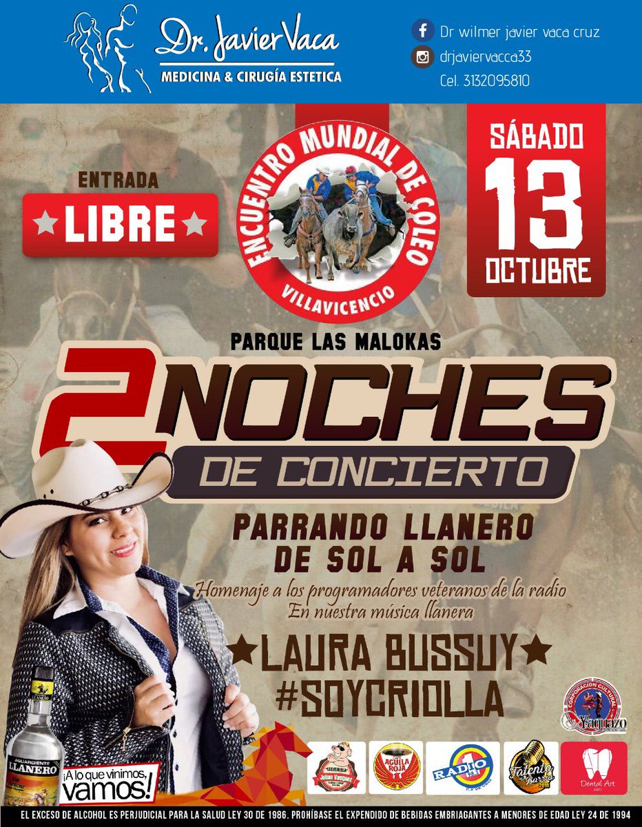 bussuy's tweet photo. Amigos de Nuestra música Llanera y Parranderos de lo NUESTRO, los invito: 
Este 13 De Octubre. 🎵🎤
🐎”Versión 22  ENCUENTRO MUNDIAL DE COLEO”🐎
Con Mi Guitarra Parrandera Viene Joropo dos Días hasta el Amanecer 🎶. 
#soycriolla #mundialdecoleo #joropo
🎵👢🎤 https://t.co/f7KaUK3OW1
