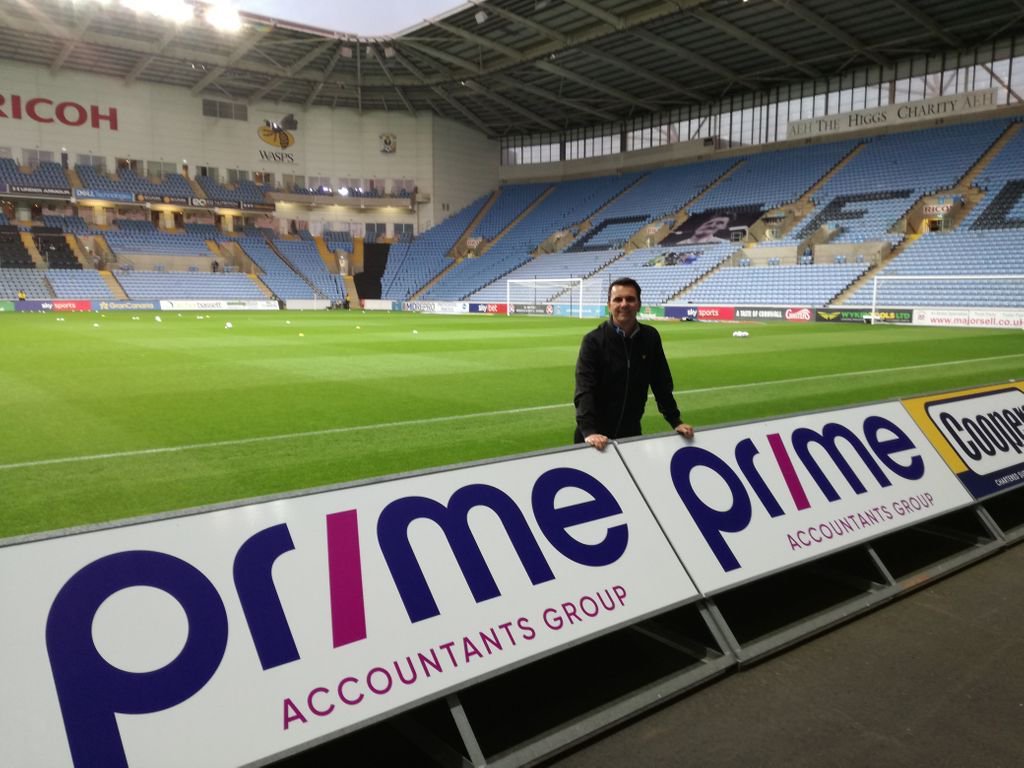 PrimeCharAccnts's tweet image. We take pride in supporting local teams and are delighted to announce that we  have sponsored @Coventry_City. Director, and Coventry City supporter, Steve Harcourt spotted our new signs at the Ricoh Arena last week.