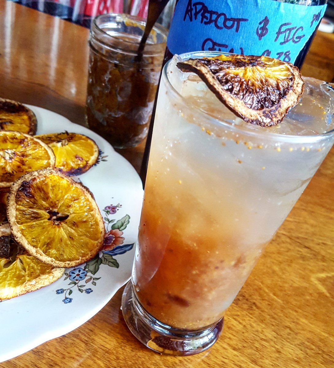 LoboFellsPoint's tweet photo. "Sippin on gin &amp; fruit"
Apricot &amp; Fig infused gin
House made apricot &amp; fig jam
House made pear, ginger, &amp; bourbon bitters
Fresh oj
Club soda
Burnt Orange Wheels
.
.
.
#apricot #fig #gin #jam #fallaf #falldrinks 
#cocktails #specialtycocktails #grabadrink #drink #imbibe #thirsty https://t.co/Vrzm8U3Q1C