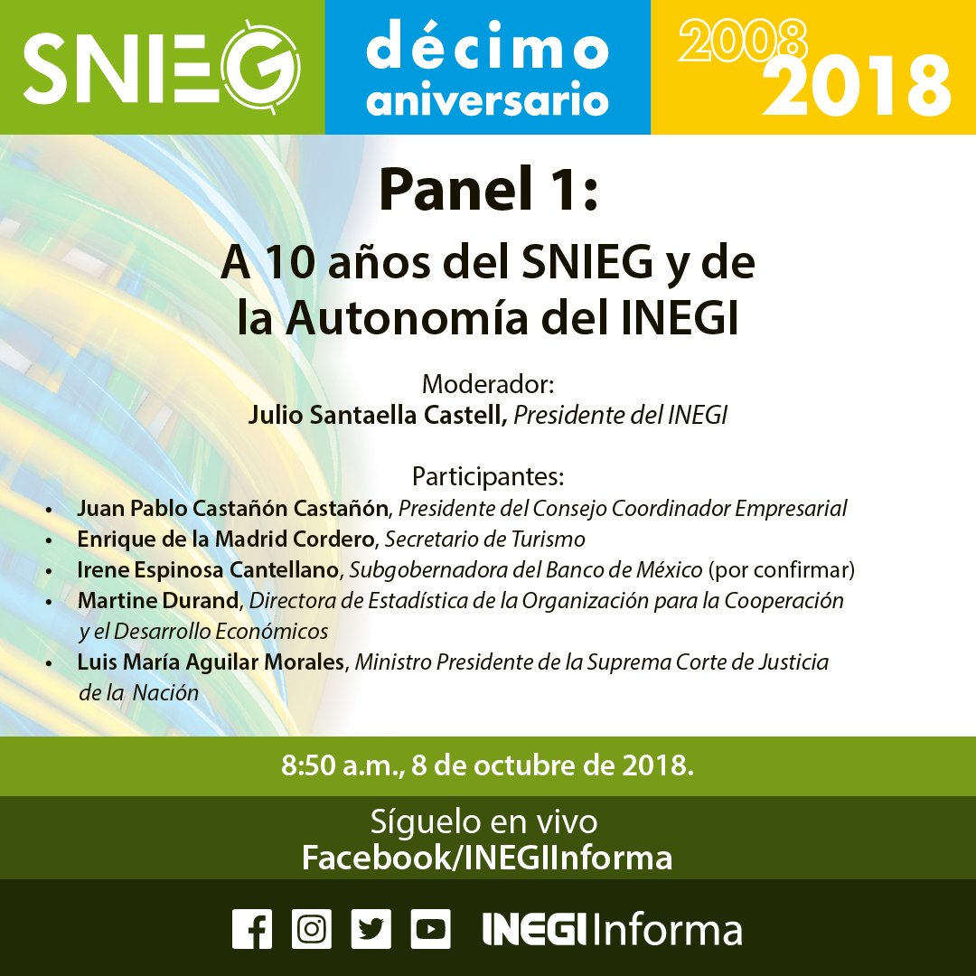 INEGI_INFORMA's tweet photo. #10AniversarioSNIEG Inicia el primer panel. Síguenos por #FBLIVE https://t.co/LY1JX0a4RS @cceoficialmx @SECTUR_mx @Banxico @ocdeenespanol @SCJN https://t.co/xSwXDZuoXf