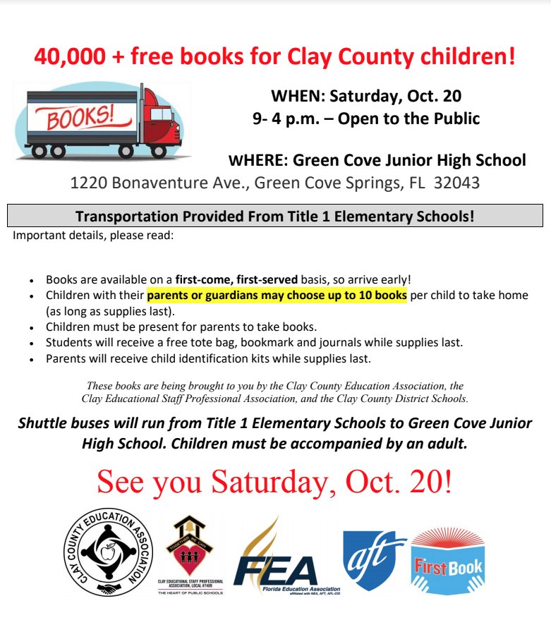 Mark your calendars for First Book on Saturday, October 20th!