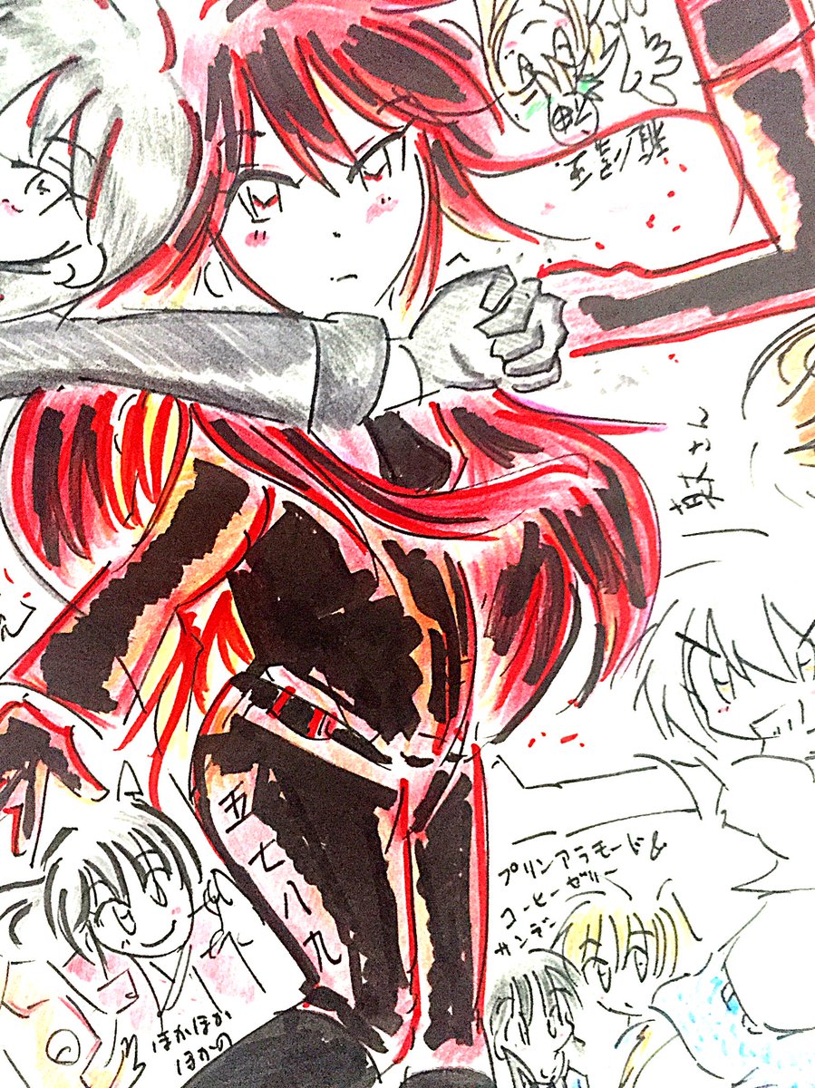 昨日の女子部の線画に色をつけてみる。 